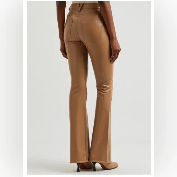 Veronica Beard Beverly Flared Faux Leather Jeans – brown camel  – Size 6- NWT - Picture 3 of 14